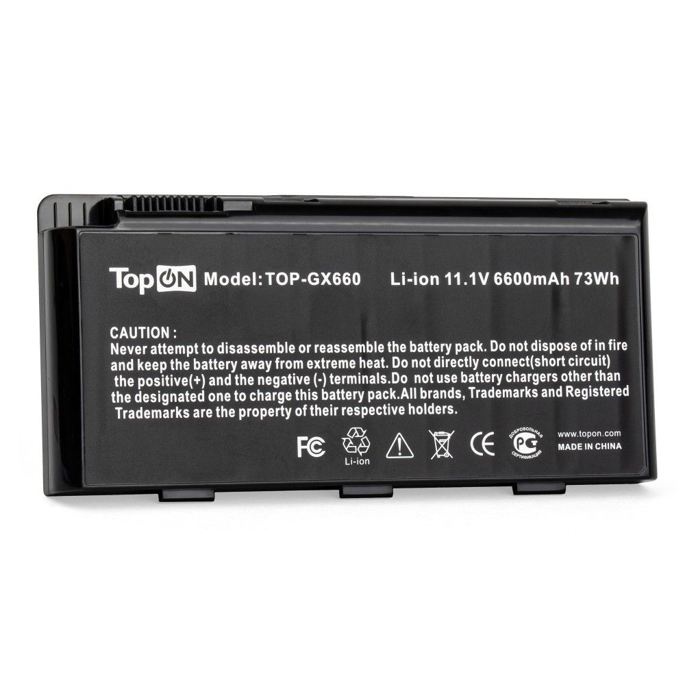 TopON TOP-GX660 Аккумулятор для ноутбука MSI Erazer X6811, GX680, GX780, GT660, GT780 Series. 11.1V 6600mAh 73Wh. PN: BTY-M6D, S9N-3496200-M47.