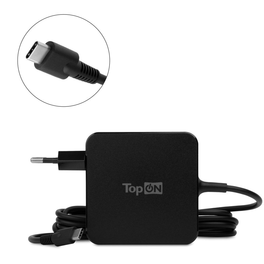 TopON TOP-UC65 Блок питания  65W кабель Type-C, Power Delivery, Quick Charge 3.0 в розетку, кабель 180см. Черный. 