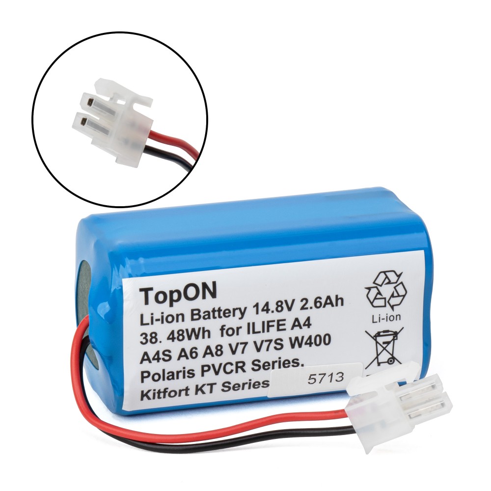 TopON TOP-ILife-14.8 Аккумулятор для робота-пылесоса Chuwi iLife A4, A4S, A6, A8, V7, V7s, W400. 14.8V 2.6Ah (Li-Ion) PN: CS-ECR131VX