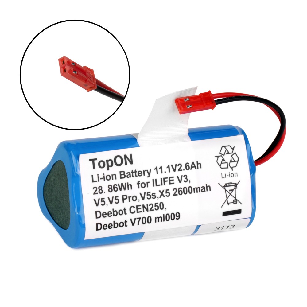 TopON TOP-CH-11.1 Аккумулятор для робота-пылесоса Chuwi ilife V3, V3s, V3s Pro, V5, V5 PRO, V5S, CW310, X5. 11.1V 2.6Ah (Li-ion) PN: CS-EPV300VX.