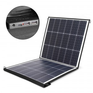 Солнечная батарея TOP-SOLAR-100 100W 18V DC, Type-C PD 60W, 2 USB, влагозащищенная, складная на 2 секции